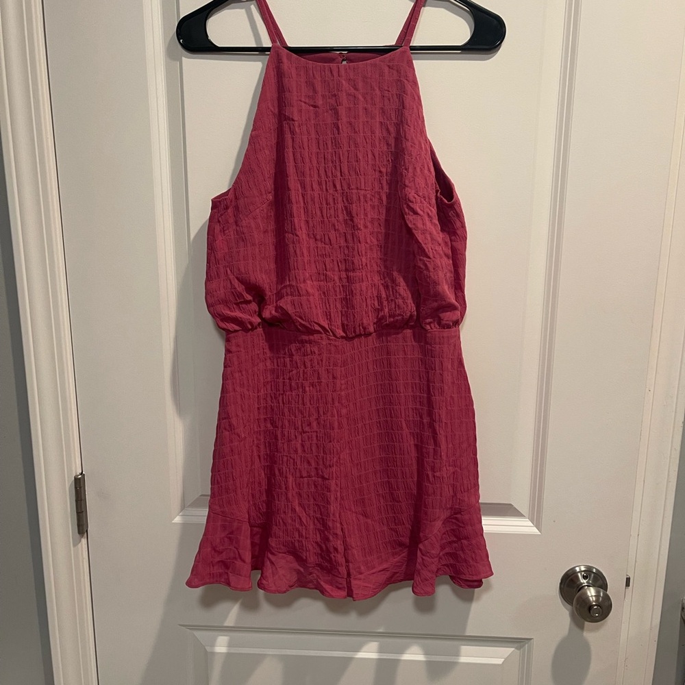 Versona Fuchsia Textured Sleeveless Romper